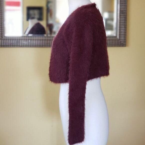 ZARA Cropped Soft-Feel Long Sleeve Cardigan Women's Size Large Brown - Picture 6 of 11